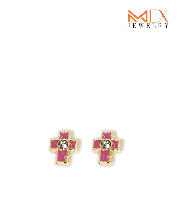 MEXG579 14K SMALL CROSS ENAMEL